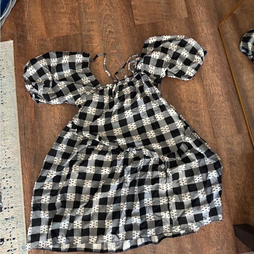 Topshop Black and White Plaid mini Dress